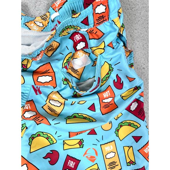 Taco Bell Swim Trunks Lined Men's Small Drawstring Hot Sauce Collection Food Fun - Picture 7 of 11